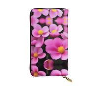 XZDCAL Pink Petals - Cartera larga de piel para niñas y mujeres con múltiples compartimentos, color negro, talla única, Black, Talla única