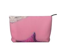 XZDCAL Pink Sand Beach - Bolsa de maquillaje de pana con forro resistente para viajes y uso diario, color negro, talla única, Black, Talla única