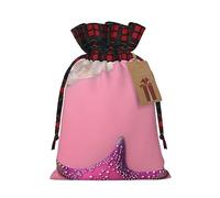 XZDCAL Pink Sand Beach - Bolsa de regalo de yute con cordón y tela de tartán y etiqueta de papel kraft para festivales y ocasiones especiales
