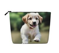 XZDCAL Playful Puppy - Bolsa de maquillaje de una sola capa con aspecto de lino con cremallera que garantiza tus necesidades diarias o de viaje, color negro, talla única, Black, Talla única