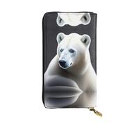 XZDCAL Polar Bear - Cartera larga de piel para niñas y mujeres con múltiples compartimentos, color negro, talla única, Black, Talla única