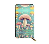 XZDCAL Pretty Little Mushrooms - Cartera larga de piel para niñas y mujeres con múltiples compartimentos, color negro, talla única, Black, Talla única