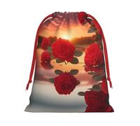 XZDCAL Red Roses at Sunset - Bolsa de almacenamiento de felpa con cordón para festivales y uso diario