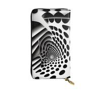 XZDCAL Rotation illusion - Cartera larga de piel para niñas y mujeres con múltiples compartimentos, color negro, talla única, Black, Talla única