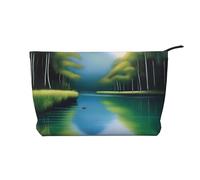 XZDCAL Serene Waters - Bolsa de maquillaje de pana con forro resistente para viajes y uso diario, color negro, talla única, Black, Talla única