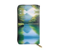 XZDCAL Serene Waters - Cartera larga de piel para niñas y mujeres con múltiples compartimentos, color negro, talla única, Black, Talla única