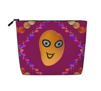 XZDCAL Smiley Mango - Bolsa de maquillaje de una sola capa con aspecto de lino con cremallera que garantiza tus necesidades diarias o de viaje, color negro, talla única, Black, Talla única