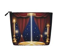 XZDCAL Stage Magic - Bolsa de maquillaje de una sola capa con aspecto de lino con cremallera que garantiza tus necesidades diarias o de viaje, color negro, talla única, Black, Talla única