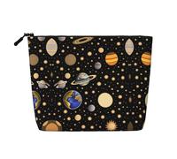XZDCAL Stars Earth and Darkness - Bolsa de maquillaje de una sola capa con aspecto de lino con cremallera que garantiza tus necesidades diarias o de viaje, color negro, talla única, Black, Talla única