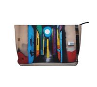 XZDCAL Street Art - Bolsa de maquillaje de pana con forro resistente para viajes y uso diario, color negro, talla única, Black, Talla única