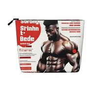 XZDCAL Strong Body - Bolsa de maquillaje de una sola capa con aspecto de lino con cremallera que garantiza tus necesidades diarias o de viaje, color negro, talla única, Black, Talla única