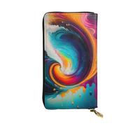 XZDCAL Surreal Enigma - Cartera larga de piel para niñas y mujeres con múltiples compartimentos, color negro, talla única, Black, Talla única