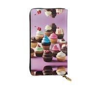 XZDCAL Sweet Treats - Cartera larga de piel para niñas y mujeres con múltiples compartimentos, color negro, talla única, Black, Talla única