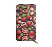 XZDCAL Tasty Wonders - Cartera larga de piel para niñas y mujeres con múltiples compartimentos, color negro, talla única, Black, Talla única