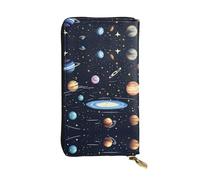 XZDCAL The Solar Family - Cartera larga de piel para niñas y mujeres con múltiples compartimentos, color negro, talla única, Black, Talla única