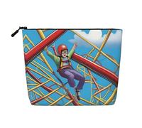 XZDCAL Thrill Seeker - Bolsa de maquillaje de una sola capa con aspecto de lino con cremallera que garantiza tus necesidades diarias o de viaje, color negro, talla única, Black, Talla única