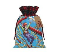 XZDCAL Thrill Seeker - Bolsa de regalo de yute con cordón y tela de tartán y etiqueta de papel kraft para festivales y ocasiones especiales