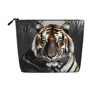 XZDCAL Tiger at rest - Bolsa de maquillaje de una sola capa con aspecto de lino con cremallera que garantiza tus necesidades diarias o de viaje, color negro, talla única, Black, Talla única