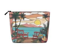 XZDCAL Travel Bliss - Bolsa de maquillaje de una sola capa con aspecto de lino con cremallera que garantiza tus necesidades diarias o de viaje, color negro, talla única, Black, Talla única