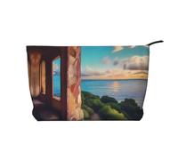 XZDCAL Travel Dreams - Bolsa de maquillaje de pana con forro resistente para viajes y uso diario, color negro, talla única, Black, Talla única