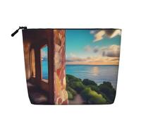 XZDCAL Travel Dreams - Bolsa de maquillaje de una sola capa con aspecto de lino con cremallera que garantiza tus necesidades diarias o de viaje, color negro, talla única, Black, Talla única