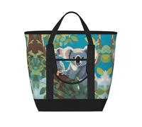 XZDCAL Two Happy Koalas - Bolsa de mano aislada de gran capacidad para mujeres, comestibles, almuerzos y picnics, Negro -, Talla única