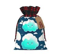 XZDCAL Two shy clouds - Bolsa de regalo de yute con cordón y tela de tartán y etiqueta de papel kraft para festivales y ocasiones especiales