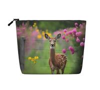 XZDCAL Una hermosa bolsa de maquillaje con aspecto de lino de una sola capa con cremallera que garantiza tus necesidades diarias o de viaje, color negro, talla única, Black, Talla única