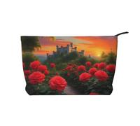XZDCAL Una hermosa bolsa de maquillaje de pana Castle con un forro resistente para viajes y uso diario, color negro, talla única, Black, Talla única