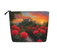 XZDCAL Una hermosa bolsa de maquillaje de una sola capa con aspecto de lino con cremallera que garantiza tus necesidades diarias o de viaje, color negro, talla única, Black, Talla única