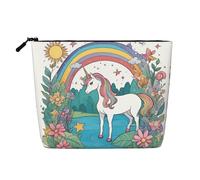 XZDCAL Unicorns by the river - Bolsa de maquillaje de una sola capa con aspecto de lino con cremallera que garantiza tus necesidades diarias o de viaje, color negro, talla única, Black, Talla única