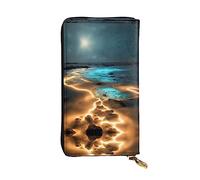 XZDCAL View under the moon - Cartera larga de piel para niñas y mujeres con múltiples compartimentos, color negro, talla única, Black, Talla única