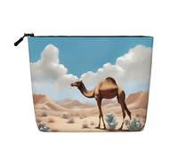 XZDCAL Walking Camel - Bolsa de maquillaje de una sola capa con aspecto de lino con cremallera que garantiza tus necesidades diarias o de viaje, color negro, talla única, Black, Talla única