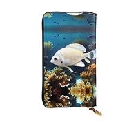 XZDCAL White-golden fish - Cartera larga de piel para niñas y mujeres con múltiples compartimentos, color negro, talla única, Black, Talla única