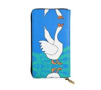 XZDCAL White Goose Spread its Wings - Cartera larga de piel para niñas y mujeres con múltiples compartimentos, color negro, talla única, Black, Talla única