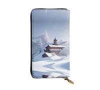 XZDCAL Winter Landscape - Cartera larga de piel para niñas y mujeres con múltiples compartimentos, color negro, talla única, Black, Talla única