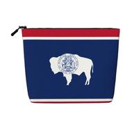 XZDCAL Wyoming State Flag - Bolsa de maquillaje de una sola capa con aspecto de lino con cremallera que garantiza tus necesidades diarias o de viaje, color negro, talla única, Black, Talla única