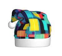 XZDDG Gorro de Navidad con diagrama geométrico cuadrado para adultos, accesorio de disfraz de fiesta de vacaciones, gorro de Papá Noel