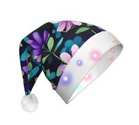 XZDDG Sombrero de Navidad con luz de camelia morada para adultos, decoración navideña de felpa para fiestas, festivales, eventos