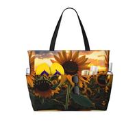 XZDHL Farm Sunflower - Bolsa de viaje impermeable, duradera y ligera, con diseño de múltiples bolsillos y elegante patrón de panal
