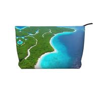 XZDHYZ An island in the ocean - Bolsa de cosméticos reutilizable, bonita y elegante bolsa multifuncional para viajes, uso diario y regalo, color negro, talla única, Black, Talla única