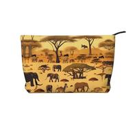 XZDHYZ Bolsa de cosméticos reutilizable con animales de pastizales africanos, bonita y elegante bolsa multifuncional para viajes, uso diario y regalo, color negro, talla única, Black, Talla única
