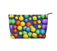 XZDHYZ Bolsa de cosméticos reutilizable con bolas de colores, bonita y elegante bolsa multifuncional para viajes, uso diario y regalo, color negro, talla única, Black, Talla única