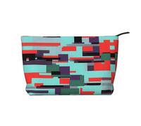 XZDHYZ Bolsa de cosméticos reutilizable con combinación de rayas, bonita y elegante bolsa multifuncional para viajes, uso diario y regalo, color negro, talla única, Black, Talla única