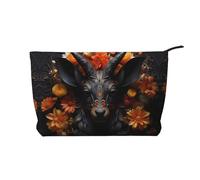 XZDHYZ Bolsa de cosméticos reutilizable con diseño de antílope negro con flores, bonita y elegante bolsa multifuncional para viajes, uso diario y regalo, color negro, talla única, Black, Talla única