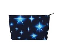 XZDHYZ Bolsa de cosméticos reutilizable con diseño de estrella azul de dibujos animados, bonita y elegante bolsa multifuncional para viajes, uso diario y regalo, color negro, talla única, Black, Talla