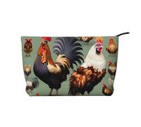 XZDHYZ Bolsa de cosméticos reutilizable con diseño de gallo y pollo, bonita y elegante bolsa multifuncional para viajes, uso diario y regalo, color negro, talla única, Black, Talla única