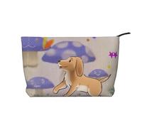 XZDHYZ Bolsa de cosméticos reutilizable con diseño de hongo de dibujos animados con perro, bonita y elegante bolsa multifuncional para viajes, uso diario y regalo, color negro, talla única, Black,