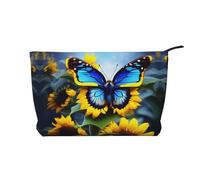 XZDHYZ Bolsa de cosméticos reutilizable con diseño de mariposa azul, bonita y elegante bolsa multifuncional para viajes, uso diario y regalo, color negro, talla única, Black, Talla única