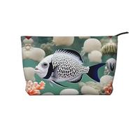 XZDHYZ Bolsa de cosméticos reutilizable con diseño de peces tropicales, bonita y elegante bolsa multifuncional para viajes, uso diario y regalo, color negro, talla única, Black, Talla única